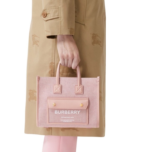 Burberry Mini Freya Horseferry Logo Canvas and Leather tote, NEW - Picture 6 of 17
